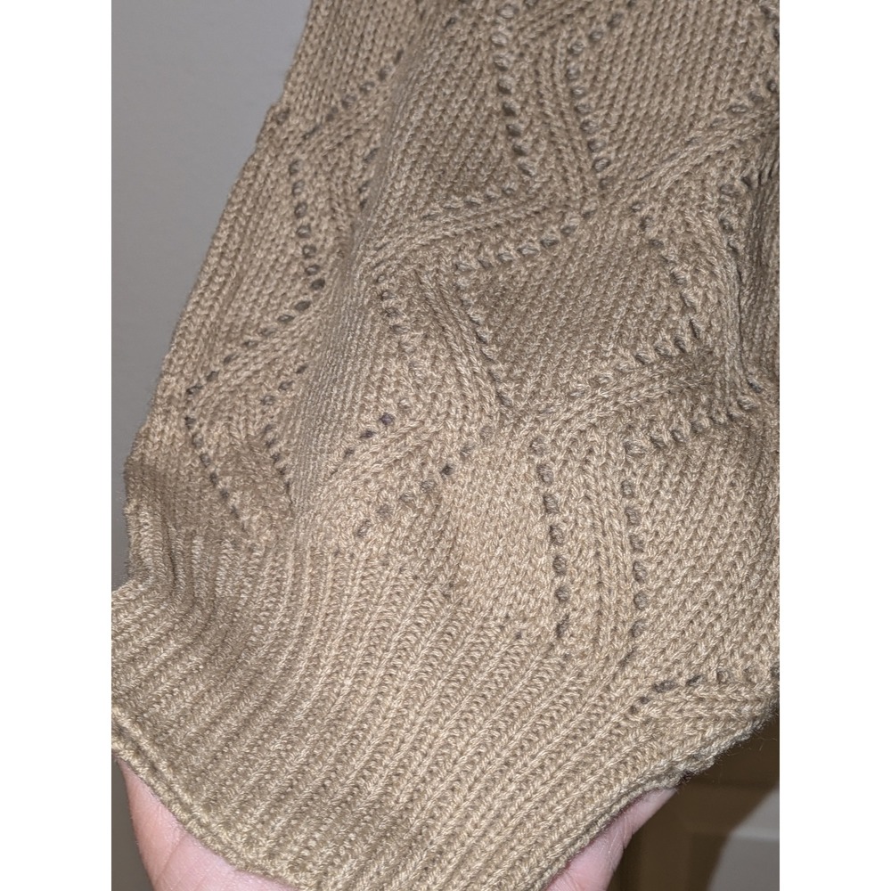 Cupshe Tan‎ Knit Sweater XL Long Sleeve Diamond Cutout Crew Neck Pullover NWT - Picture 9 of 11